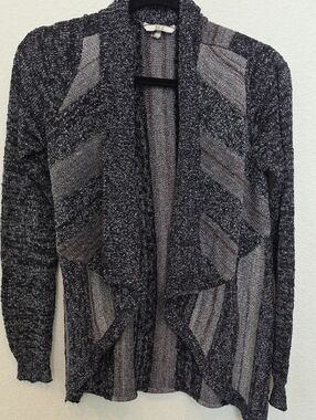 BKE Marled Black and Gray Open-Front Women's Cardigan